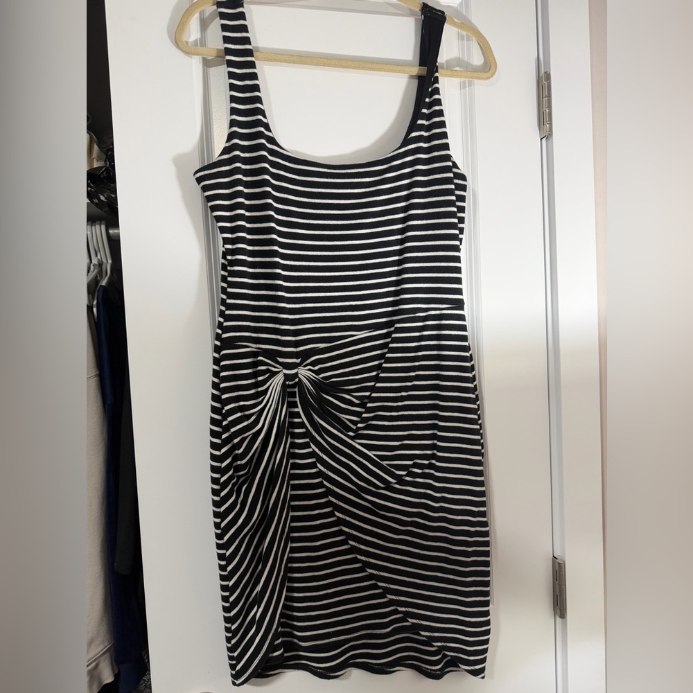 Guess Black and White Striped Mini Dress